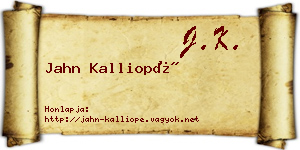 Jahn Kalliopé névjegykártya